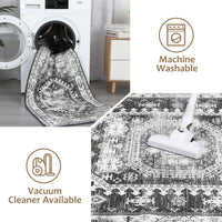 Garvee Washable Runner Rug Black Grey 2x6 Boho Vintage Hallway Rug Runner Traditional Kitchen Runner Oriental Rug Non-Slip Throw Carpet for Entryway Bedroom Laundry Room Foyer