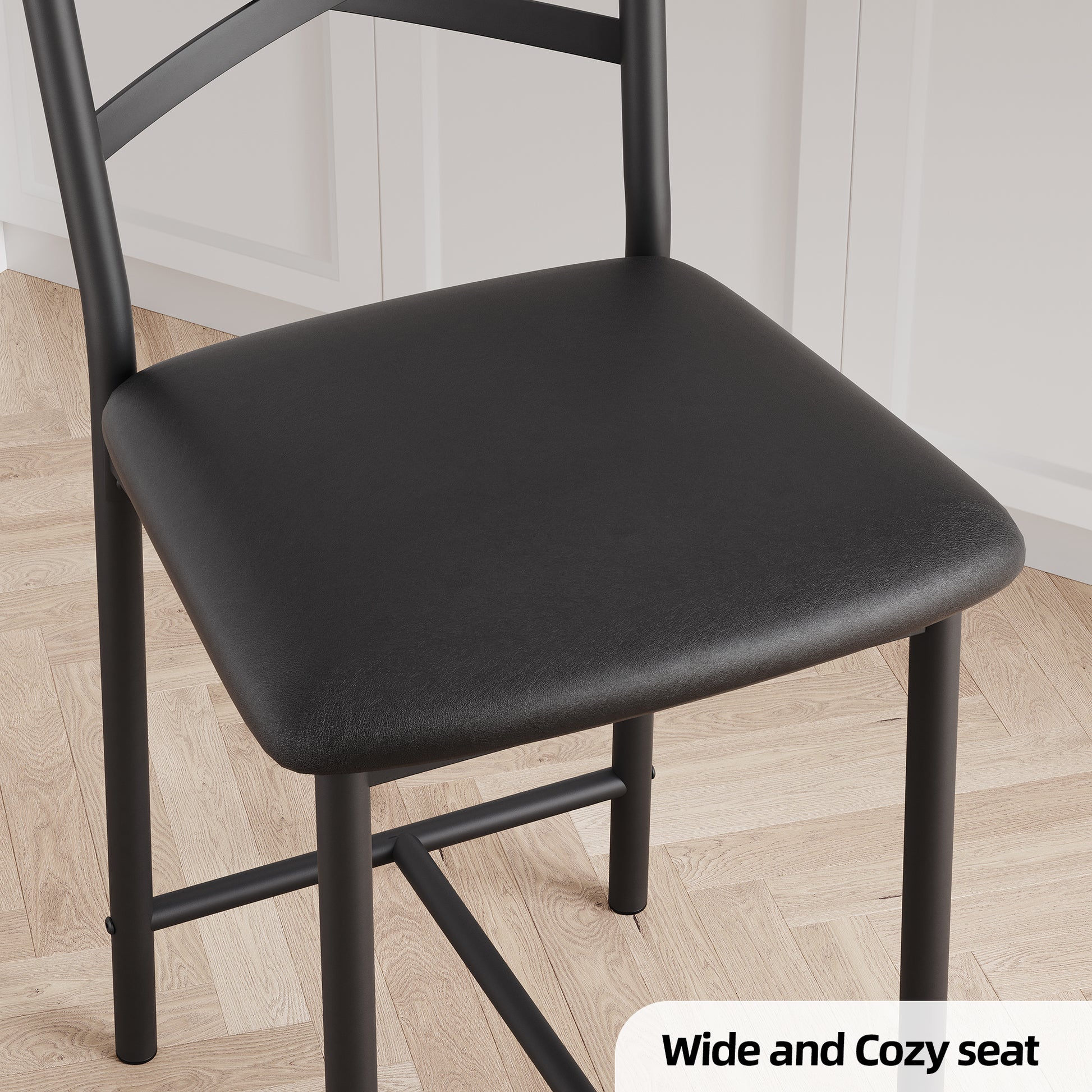 Garvee Bar Stools Set of 2, Counter Height Bar Stools with X Back and Thick Cushion, PU Leather, Metal Barstools for Kitchen Island Apartment Counter Bar, Black