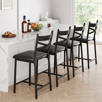 Garvee Bar Stools Set of 2, Counter Height Bar Stools with X Back and Thick Cushion, PU Leather, Metal Barstools for Kitchen Island Apartment Counter Bar, Black
