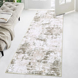 Garvee Abstract Taupe 2x6 Runner Rugs, Contemporary Distressed Hallway Runners Entryway Rug Runner Soft Kitchen Mat Distressed Floor Cover Non Slip Foldable Rug Washable Indoor Living Room Bedroom Rug - Taupe