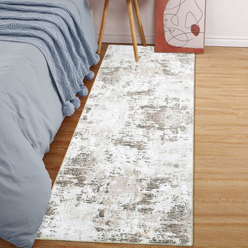Garvee Abstract Taupe 2x8 Modern Runner Rugs Entryway Rug Runner Contemporary Distressed Hallway Runners Soft Kitchen Mat Non Slip Foldable Floor Cover Washable Rug Indoor Living Room Bedroom Dining
