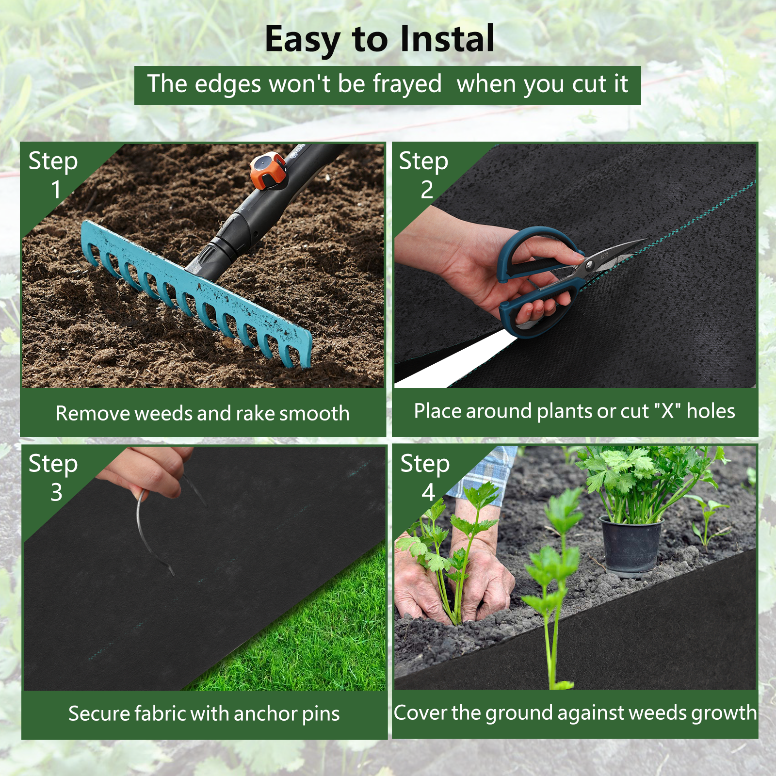 Garvee 5.8oz Premium Weed Barrier Fabric - 4ft x 300ft Landscape & Garden Mat for Effective Weed Control