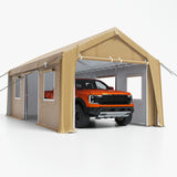 Garvee 13'x20' Heavy Duty Carport, Canopy with Removable Sidewalls & Doors, Extra-Large Portable Car Tent Garage with Roll-Up Windows, Yellow - Yellow