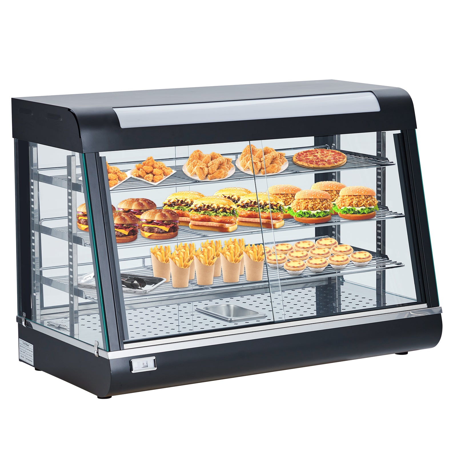 Garvee 35" Food Warmer Commercial, Countertop Pizza Warmer 3-Tier with LED Lighting & Removable Shelves, Food Display Warmer for Restaurant
