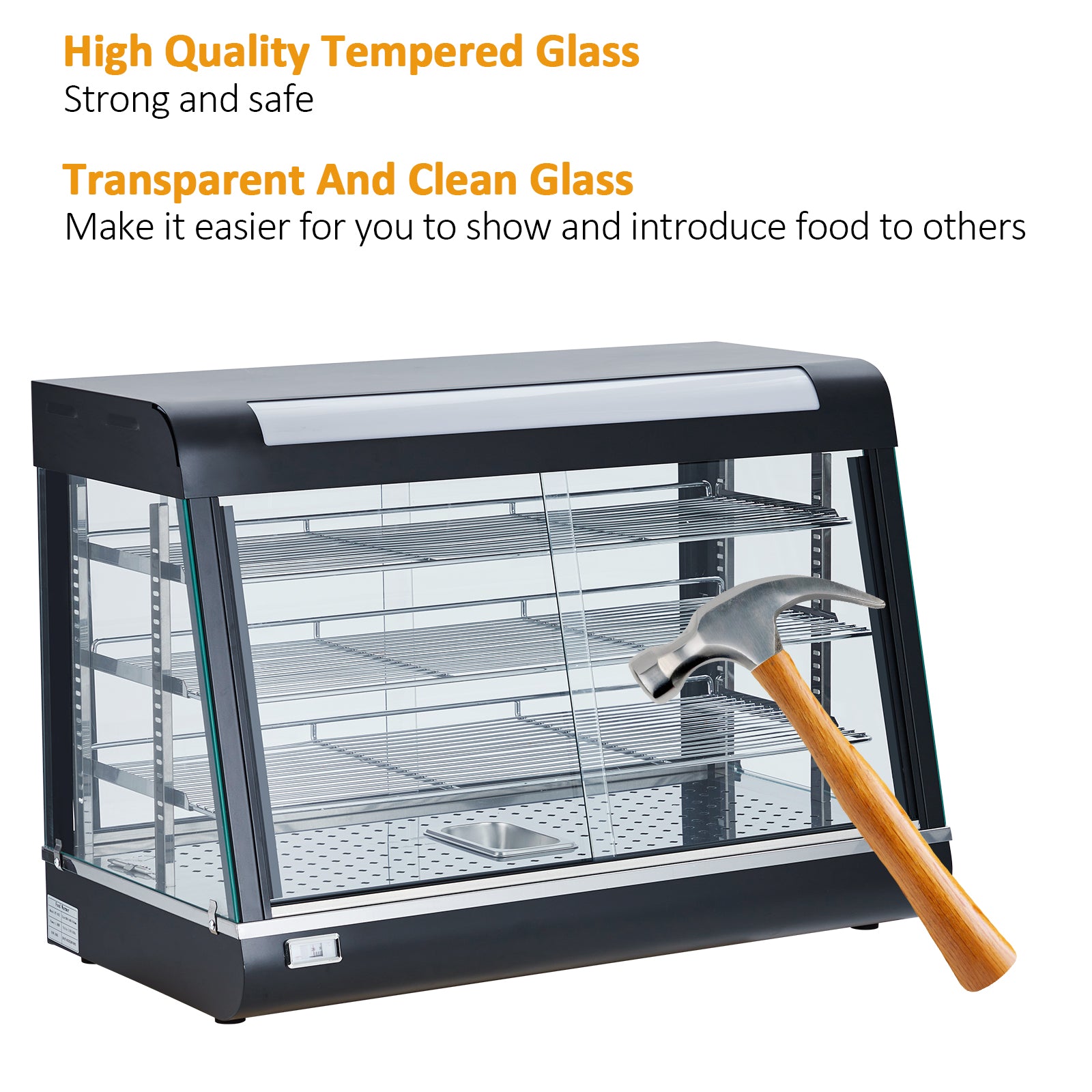 Garvee 35" Food Warmer Commercial, Countertop Pizza Warmer 3-Tier with LED Lighting & Removable Shelves, Food Display Warmer for Restaurant