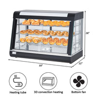 Garvee 35" Food Warmer Commercial, Countertop Pizza Warmer 3-Tier with LED Lighting & Removable Shelves, Food Display Warmer for Restaurant