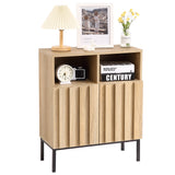 Garvee Storage Cabinet 2 Doors, Modern Industrial Sideboard Buffet Cabinet with Adjustable Shelf, Wood Small Storage Cabinet for Living, Dining Room, Hallway, Entryway