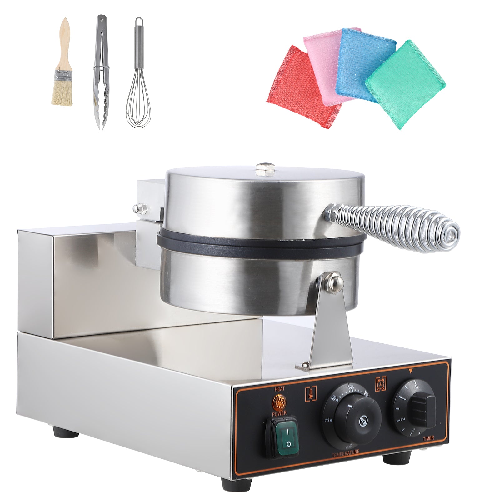 Garvee commercial Waffle Maker - Create Delicious Waffle,1200W 110V Stainless Steel with 8.3” Non-stick Baking Tray, Temperature & Time Control for Restaurant, Coffee Shop