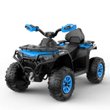 Garvee 12V Electric Ride On Car for Kids 3-8 Years, 2 * 45W Motor, Remote Control, LED Lights, Music Player & Emergency Brake, Battery Powered Cars for Toddlers & Big Kids - Blue - Blue