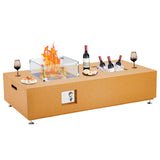 Garvee 56" 50000 BTU Propane Fire Pit Table with 13" Square Ice Bucket, Wind Guard, Fire Glass Beads, CSA Certified Outdoor Firepit - Orange - Orange