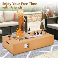 Garvee 56" 50000 BTU Propane Fire Pit Table with 13" Square Ice Bucket, Wind Guard, Fire Glass Beads, CSA Certified Outdoor Firepit - Orange