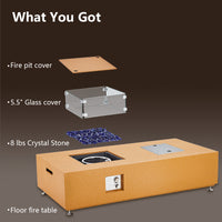 Garvee 56" 50000 BTU Propane Fire Pit Table with 13" Square Ice Bucket, Wind Guard, Fire Glass Beads, CSA Certified Outdoor Firepit - Orange