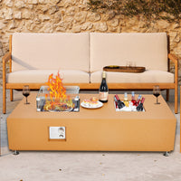 Garvee 56" 50000 BTU Propane Fire Pit Table with 13" Square Ice Bucket, Wind Guard, Fire Glass Beads, CSA Certified Outdoor Firepit - Orange