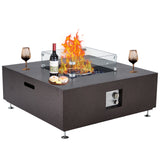 Garvee 36" 50000BTU Propane Fire Pit Table - Wind Guard, 11lbs Fire Glass Beads, Rain Cover, Sturdy Steel Anti-Rust Finish, CSA Certified, Bronze - Bronze