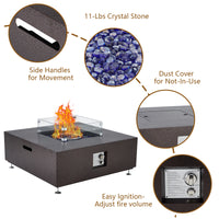 Garvee 36" 50000BTU Propane Fire Pit Table - Wind Guard, 11lbs Fire Glass Beads, Rain Cover, Sturdy Steel Anti-Rust Finish, CSA Certified, Bronze