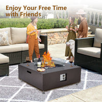 Garvee 36" 50000BTU Propane Fire Pit Table - Wind Guard, 11lbs Fire Glass Beads, Rain Cover, Sturdy Steel Anti-Rust Finish, CSA Certified, Bronze