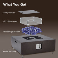 Garvee 36" 50000BTU Propane Fire Pit Table - Wind Guard, 11lbs Fire Glass Beads, Rain Cover, Sturdy Steel Anti-Rust Finish, CSA Certified, Bronze