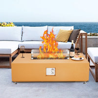 Garvee 48" 50000 BTU Propane Fire Pit Table with 13" Square Ice Bucket, Wind Guard, Fire Glass Beads, CSA Certified Outdoor Firepit, Orange