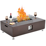 Garvee 48" 50000 BTU Propane Fire Pit Table with 13" Square Ice Bucket, Wind Guard, Fire Glass Beads, CSA Certified Outdoor Firepit - Bronze - Bronze