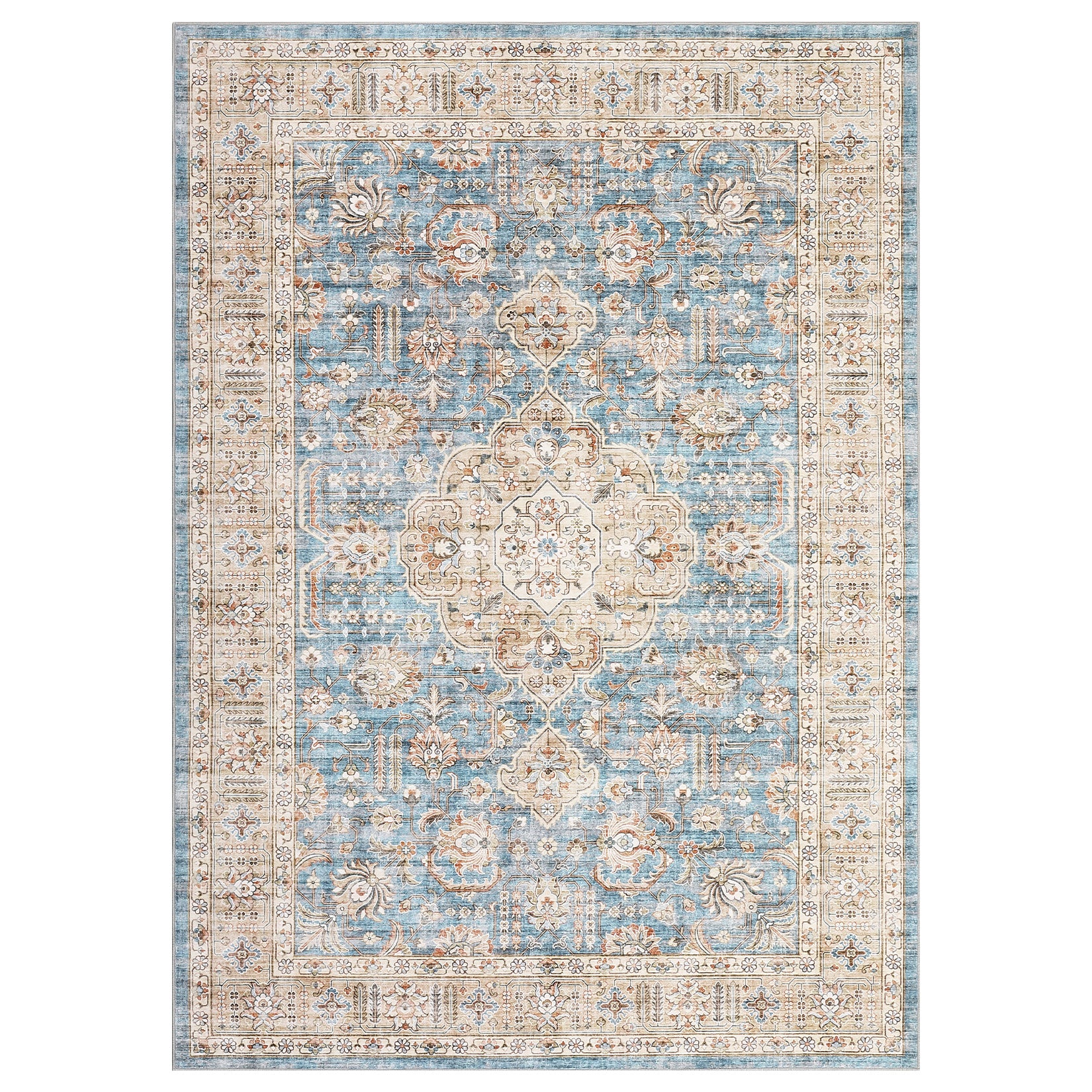 Garvee Area Rug 2x3 Washable Rug Vintage Medallion Doormat Boho Floral Accent Rug Indoor Entrance Kitchen Mat Soft Low Pile Front Door Mat Non-Slip Non-Shedding Small Rug for Bedroom Nursery