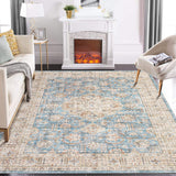 Garvee Area Rug Living Room Rug 10x13 Washable Rug Non Slip Backing Vintage Rug Soft Indoor Distressed Carpet Oriental Aesthetic Throw Carpet Foldable Thin Rug for Bedroom Nursery Dorm Office Blue - Blue
