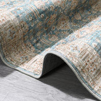 Garvee Washable Rug 6x9 Boho Soft Living Room Rugs Indoor Distressed Floor Carpet Vintage Rustic Farmhouse Area Rugs for Bedroom Non Slip Foldable Thin Rug for Kitchen Dining Room Kids Room Blue