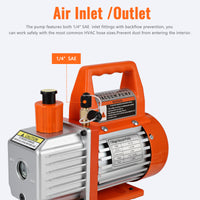 Garvee 3.5CFM 1/4HP Single-Stage Rotary Vane Vacuum Pump Air Conditioner Refrigerant HVAC Tool with Oil Bottle for R12 R22 R134a R410a,for Resin Degassing, Refrigeration Maintenance, Vacuum Package