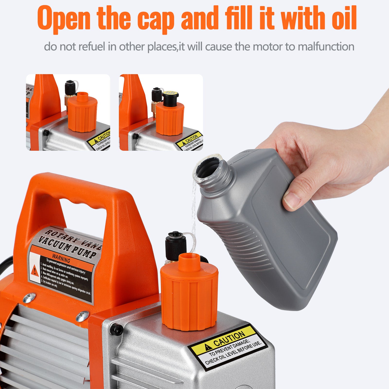 Garvee 3.5CFM 1/4HP Single-Stage Rotary Vane Vacuum Pump Air Conditioner Refrigerant HVAC Tool with Oil Bottle for R12 R22 R134a R410a,for Resin Degassing, Refrigeration Maintenance, Vacuum Package