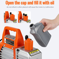 Garvee 3.5CFM 1/4HP Single-Stage Rotary Vane Vacuum Pump Air Conditioner Refrigerant HVAC Tool with Oil Bottle for R12 R22 R134a R410a,for Resin Degassing, Refrigeration Maintenance, Vacuum Package