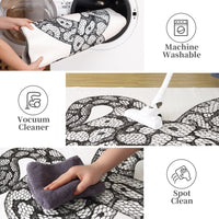 Garvee Animal Print Black & White 2x3 Washable Entryway Rug – Modern Snake Rug, Indoor/Outdoor Non-Slip Throw Mat for Bedroom, Bathroom, Kitchen, or Living Room