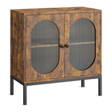 Garvee Buffet Cabinet, Storage Cabinet with Glass Doors and Adjustable Shelves, Farmhouse Cabinet Sideboard, Wood Console Cabinet for Kitchen, Living Room and Dining Room, Brown - Brown