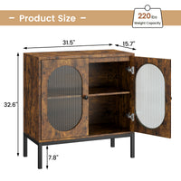 Garvee Buffet Cabinet, Storage Cabinet with Glass Doors and Adjustable Shelves, Farmhouse Cabinet Sideboard, Wood Console Cabinet for Kitchen, Living Room and Dining Room, Brown