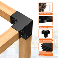 Garvee 4″×4″ (Inner 3.6″x3.6″) Pergola Bracket Kit (4x 3-Way + 4x Base) for Wood Beams – Heavy Duty Steel Connectors – DIY Gazebo, Patio, Deck, Outdoor Pergola, Black