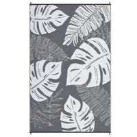 Garvee Outdoor Grey & White 9x12 Rug Waterproof Reversible Outdoor Plastic Straw Rug Tropics Palm Leaves Patio Rug Indoor Outdoor Carpet RV Mat for Deck Backyard Patio RV Camping Beach