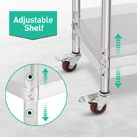 GARVEE 30"L x 24"W x 35"H Stainless Steel Work Table - Heavy-Duty Table with Caster Wheels for Food Prep, Kitchen, Restaurant, Garage, and Commercial Use