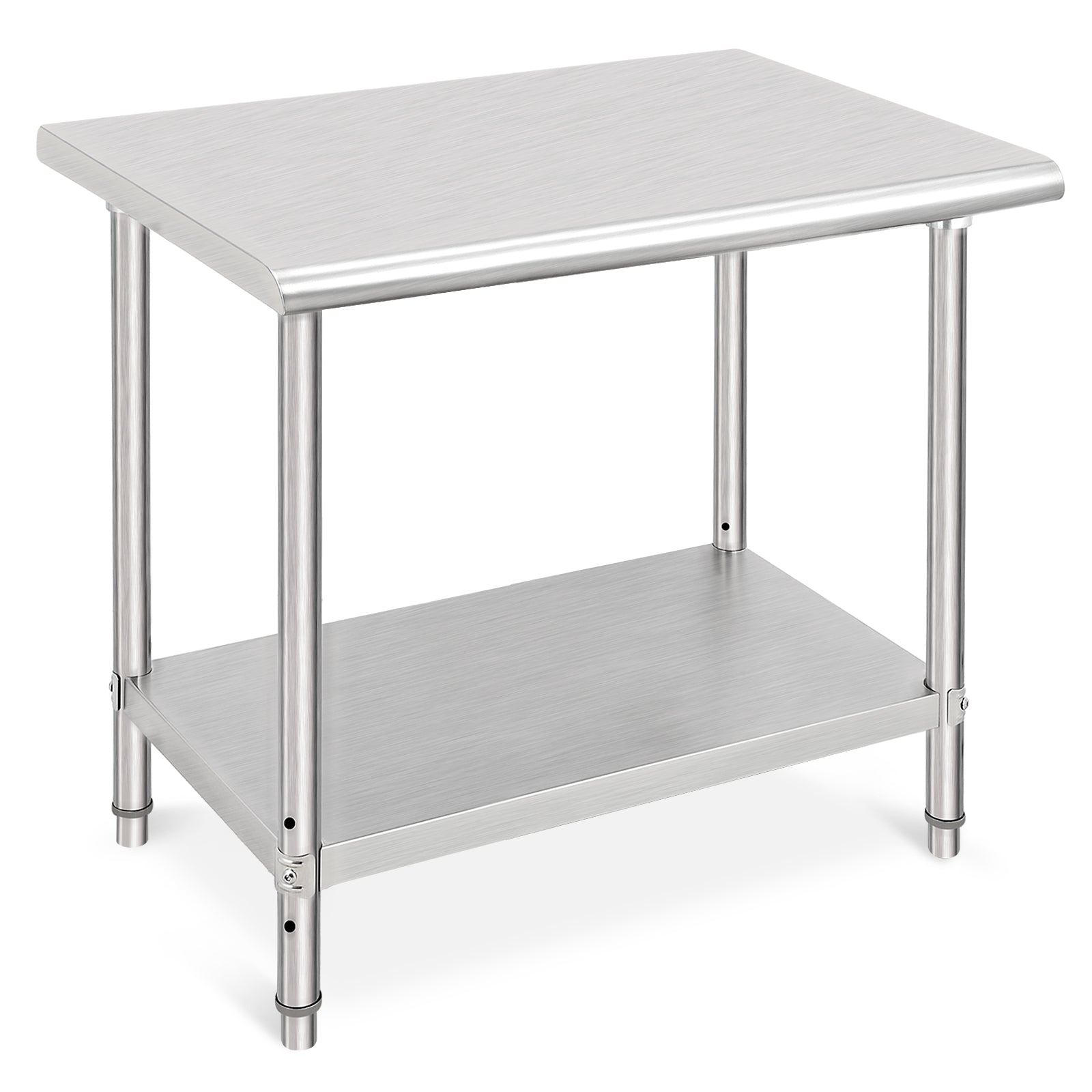 GARVEE 36"L x 24"W x 35"H Stainless Steel Work Table - NSF Certified Heavy-Duty Double-Tier Metal Trolley for Food Prep, Kitchen, Restaurant, and Commercial Workstations