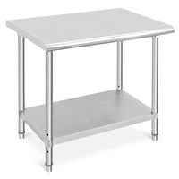 GARVEE 36"L x 24"W x 35"H Stainless Steel Work Table - NSF Certified Heavy-Duty Double-Tier Metal Trolley for Food Prep, Kitchen, Restaurant, and Commercial Workstations
