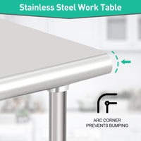 GARVEE 36"L x 24"W x 35"H Stainless Steel Work Table - NSF Certified Heavy-Duty Double-Tier Metal Trolley for Food Prep, Kitchen, Restaurant, and Commercial Workstations