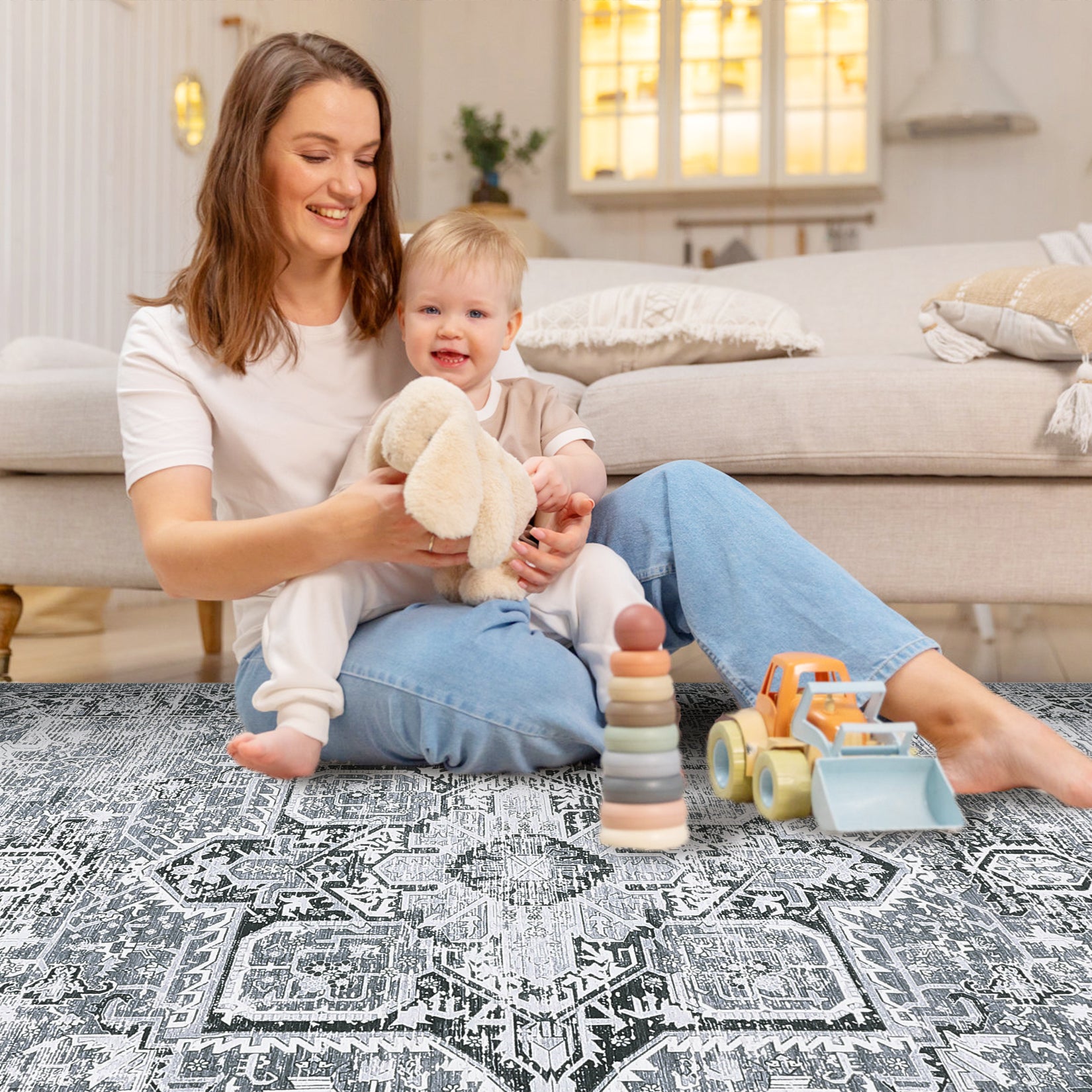 Garvee Washable Runner Rug 2x6 Kitchen Rug Runner Long Entryway Rug Low-Pile Rug for Bedroom Non-Skid Soft Carpet Throw Rug for Bathroom Laundry Room Hallway, Grey