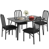 Garvee Glass Dining Table Set for 4, Kitchen Table and Chairs for 4 with with Chamfer Design, 5 Piece Dining Room Table Set with Cushion Seats for Small Space, Home Kitchen, Apartment-Glass - Black Glass