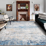 Garvee Living Room Area Rugs Grey Blue 8x10 Abstract Machine Washable Rugs Ultra-Thin Non Slip Bedroom Rugs Modern Printed Distressed Carpet for Dining Room Office Kitchen Playroom Floor Decor - Gray Blue