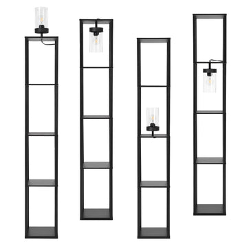 Garvee Floor Lamp with Shelves, 4-Tier Modern Shelf Floor Lamp with Warm White LED Bulb, Display Lamp for Living Room, Bedroom and Office - Black