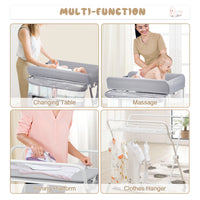 Garvee Portable Baby Changing Table, Garvee Foldable Diaper Change Table with Wheels, Adjustable Height, Cleaning Bucket, Changing Station for Infant Mobile Nursery Organizer for Newborn