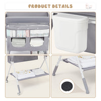Garvee Portable Baby Changing Table, Garvee Foldable Diaper Change Table with Wheels, Adjustable Height, Cleaning Bucket, Changing Station for Infant Mobile Nursery Organizer for Newborn