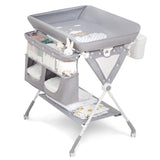 Garvee Portable Baby Changing Table, Garvee Foldable Diaper Change Table with Wheels, Adjustable Height, Cleaning Bucket, Changing Station for Infant Mobile Nursery Organizer for Newborn - Grey