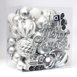 Garvee Christmas Balls 65pcs, Christmas Tree Decoration Set, Christmas Ornaments Set for Xmas Tree Holiday Party Garland Decor - Silver - Silver