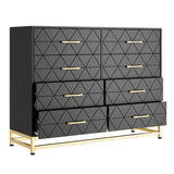 Garvee 8 Drawer Dresser, TV Stand Dressers Chest with Metal Handles, Wood Storage Dresser for Bedroom, Living Room, and Entryway, Black - Black