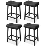 Garvee 24 Inch Backless Saddle Barstools Set of 4, Counter Height Upholstered Padded Barstools with Curved Surface, Metal Leg and Footrest, for Kitchen Counter, Home Bar (Black) - Black