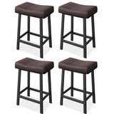 Garvee 24 Inch Backless Saddle Barstools Set of 4, Counter Height Upholstered Padded Barstools with Curved Surface, Metal Leg and Footrest, for Kitchen Counter, Home Bar, Brown - Brown