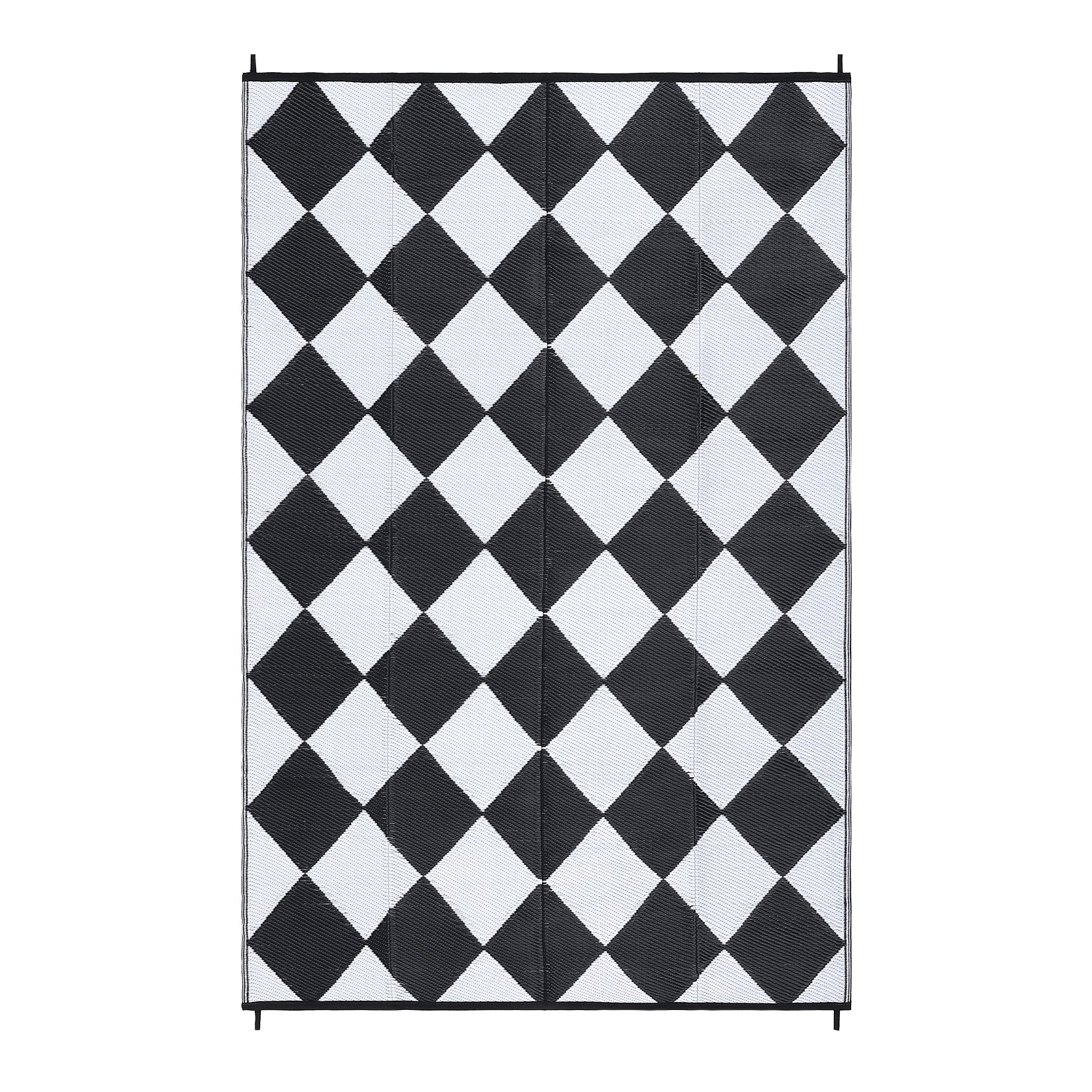 Garvee Outdoor Black & White 9x18 Rug Waterproof Reversible Outdoor Plastic Straw Rug with 4 Stakes & Portable Bag Boho Patio Rugs Carpet RV Mat Outside for Patio Camp Balcony Deck Picnic